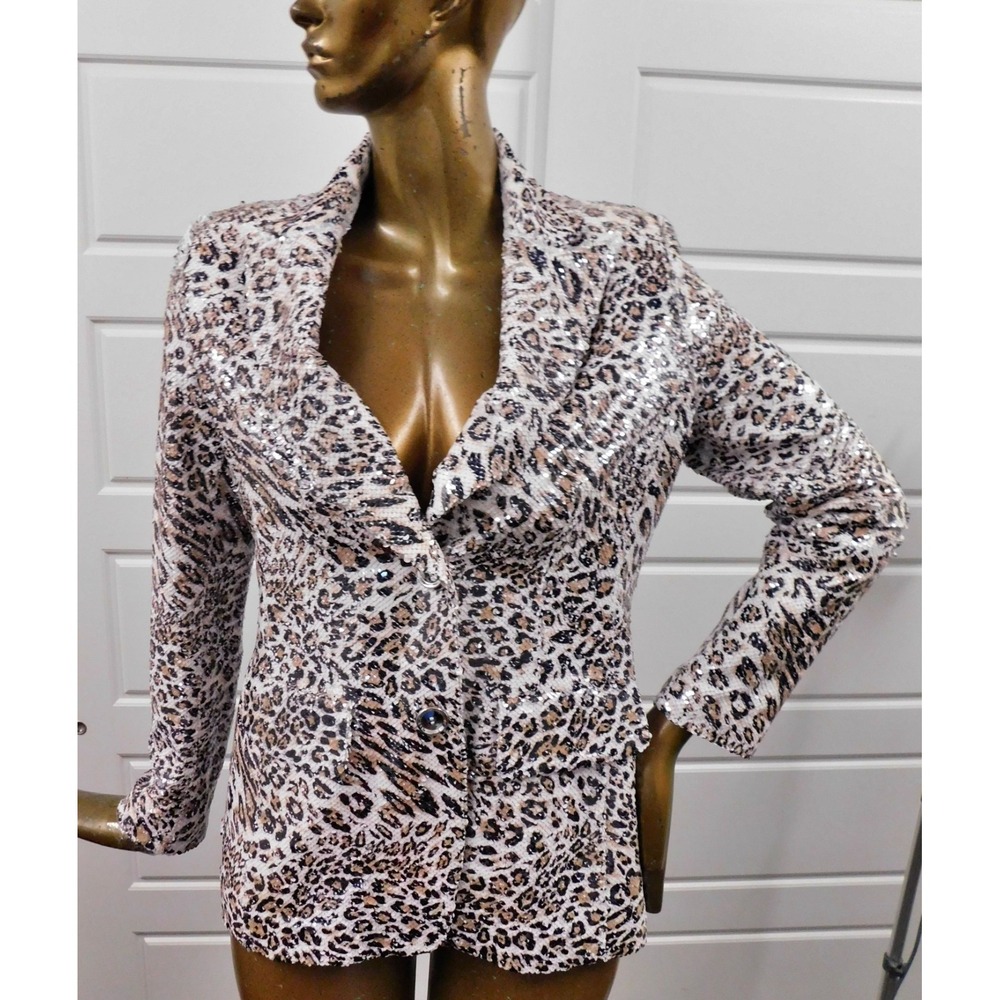 New Berek Sequin Animal Print Blazer Jacket sz M NWOT